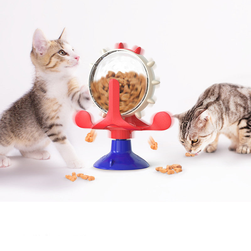 KFX-3859901 Lucky Cat Tumbler Toy with Suction Cup Pinwheel - Engaging Educational Cat Playtime Artifact
