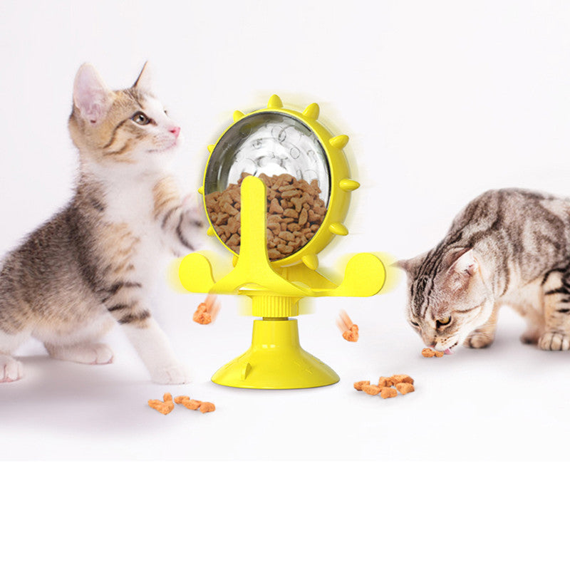 KFX-3859901 Lucky Cat Tumbler Toy with Suction Cup Pinwheel - Engaging Educational Cat Playtime Artifact