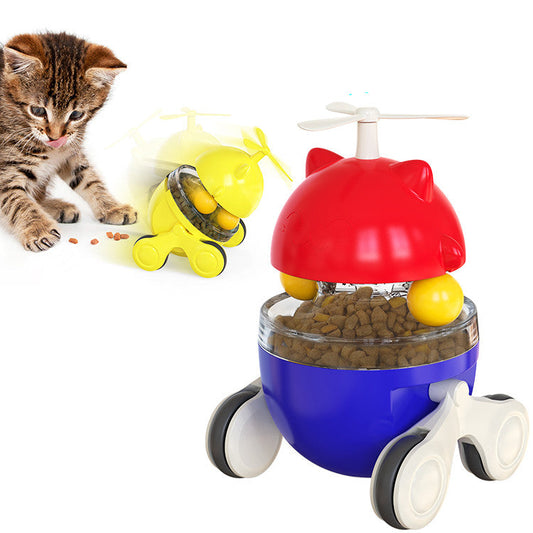 KFX-3859901 Lucky Cat Tumbler Toy with Suction Cup Pinwheel - Engaging Educational Cat Playtime Artifact