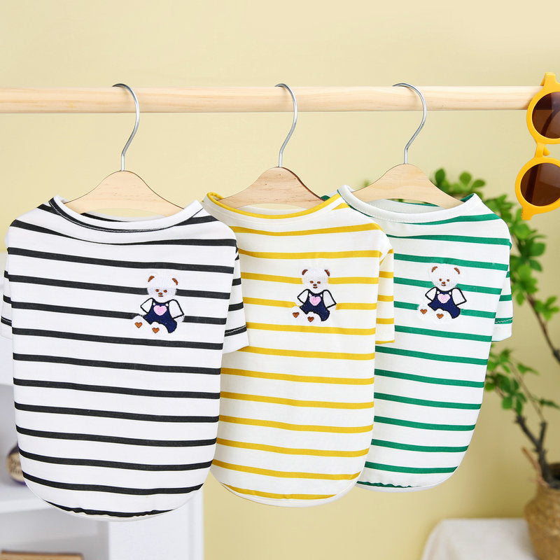 KFX-3861693 Pomeranian Teddy Bear T-Shirt for Small Dogs in Yellow, Black, Green - Casual Comfort