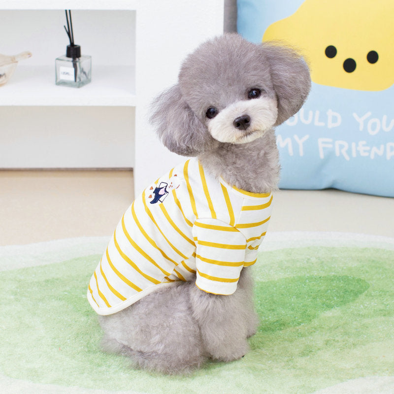KFX-3861693 Pomeranian Teddy Bear T-Shirt for Small Dogs in Yellow, Black, Green - Casual Comfort