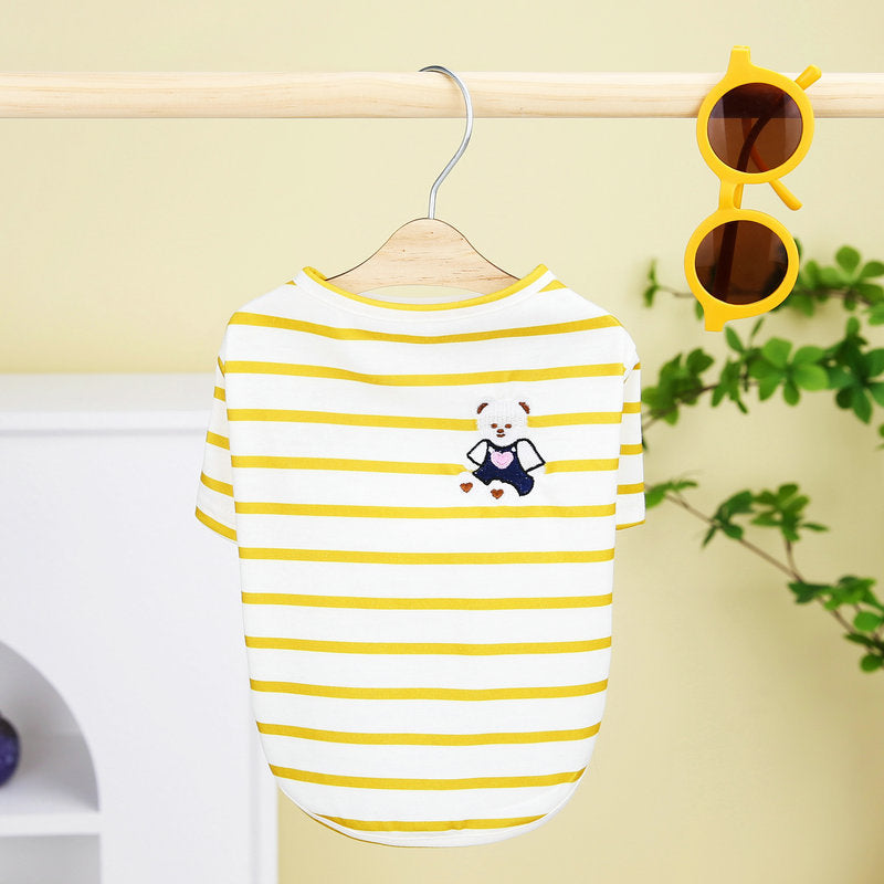 KFX-3861693 Pomeranian Teddy Bear T-Shirt for Small Dogs in Yellow, Black, Green - Casual Comfort