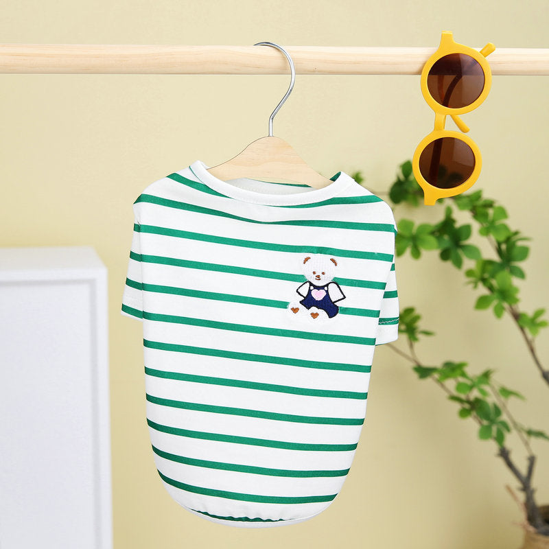 KFX-3861693 Pomeranian Teddy Bear T-Shirt for Small Dogs in Yellow, Black, Green - Casual Comfort