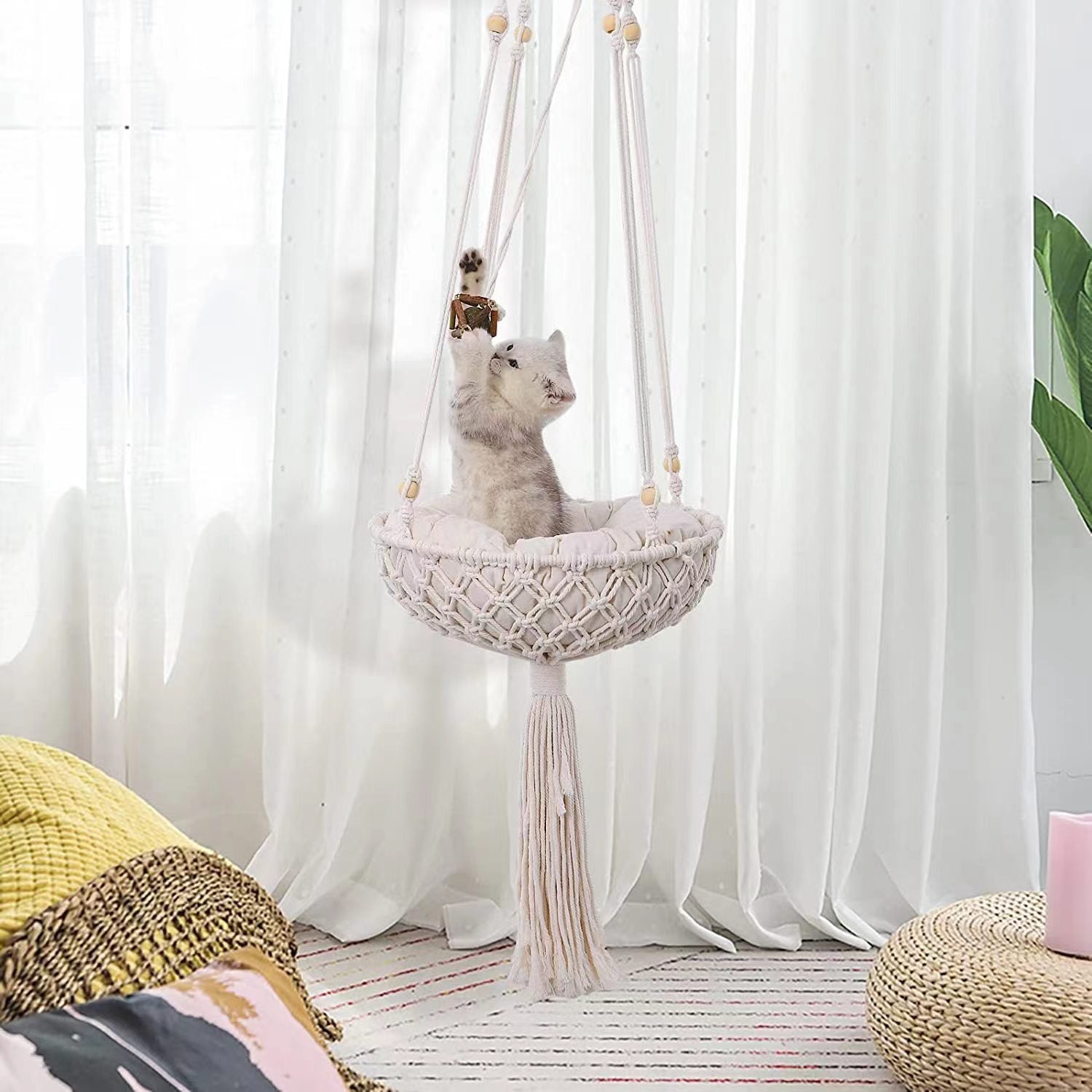 KFX-3863485 Cozy Cat Hammock Nest - Durable Cotton Thread Swing in Multiple Sizes