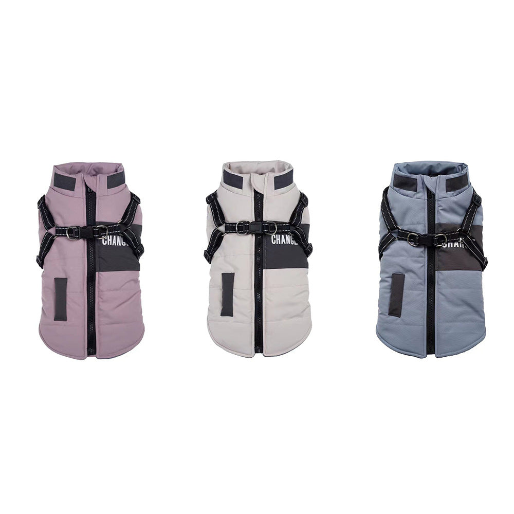 KFX-3864253 Casual Cotton Padded Dog Clothes in Taro Purple, Beige, and Sea Blue Sizes S-XXL