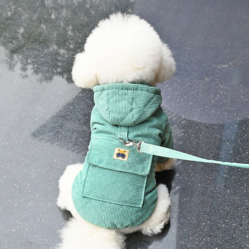 KFX-3866301 Warm Cotton Coat for Pets with Backpack and Traction Rope - Sizes S to XXL