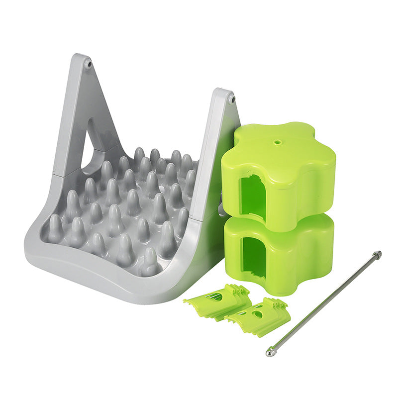 KFX-3866685 Interactive Roller Food Dispenser Toy for Cats and Dogs - Gray and Green Leaky Toy