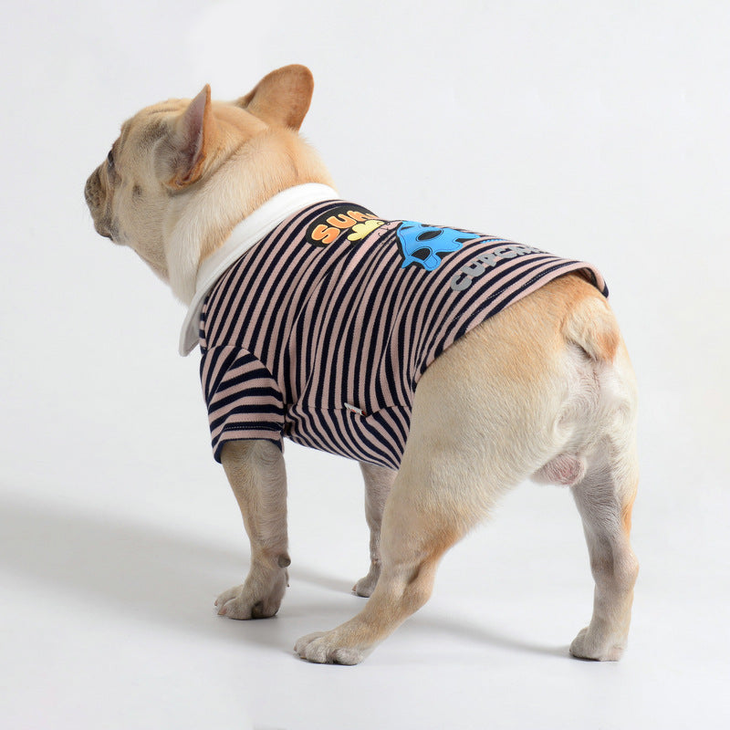 KFX-3866941 Cozy Cotton Stripe Polo Sweater for Pets in Pink and Yellow