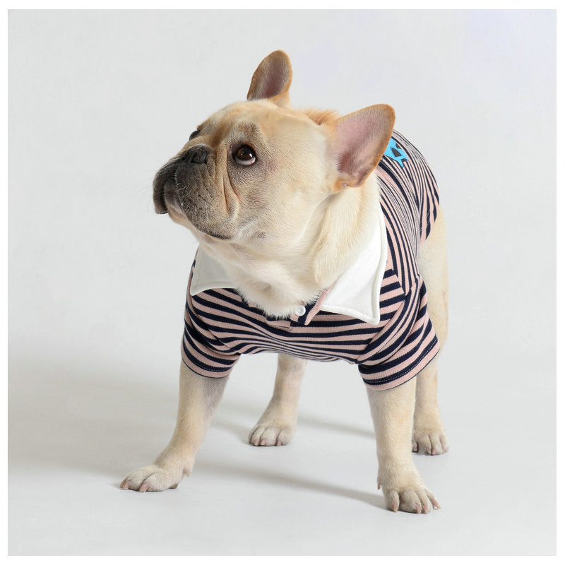 KFX-3866941 Cozy Cotton Stripe Polo Sweater for Pets in Pink and Yellow