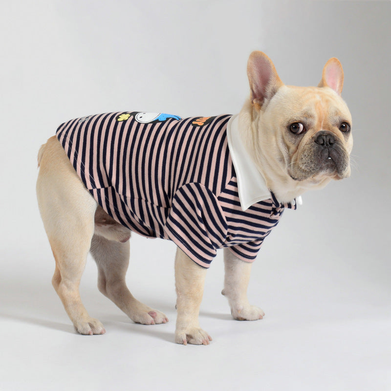 KFX-3866941 Cozy Cotton Stripe Polo Sweater for Pets in Pink and Yellow