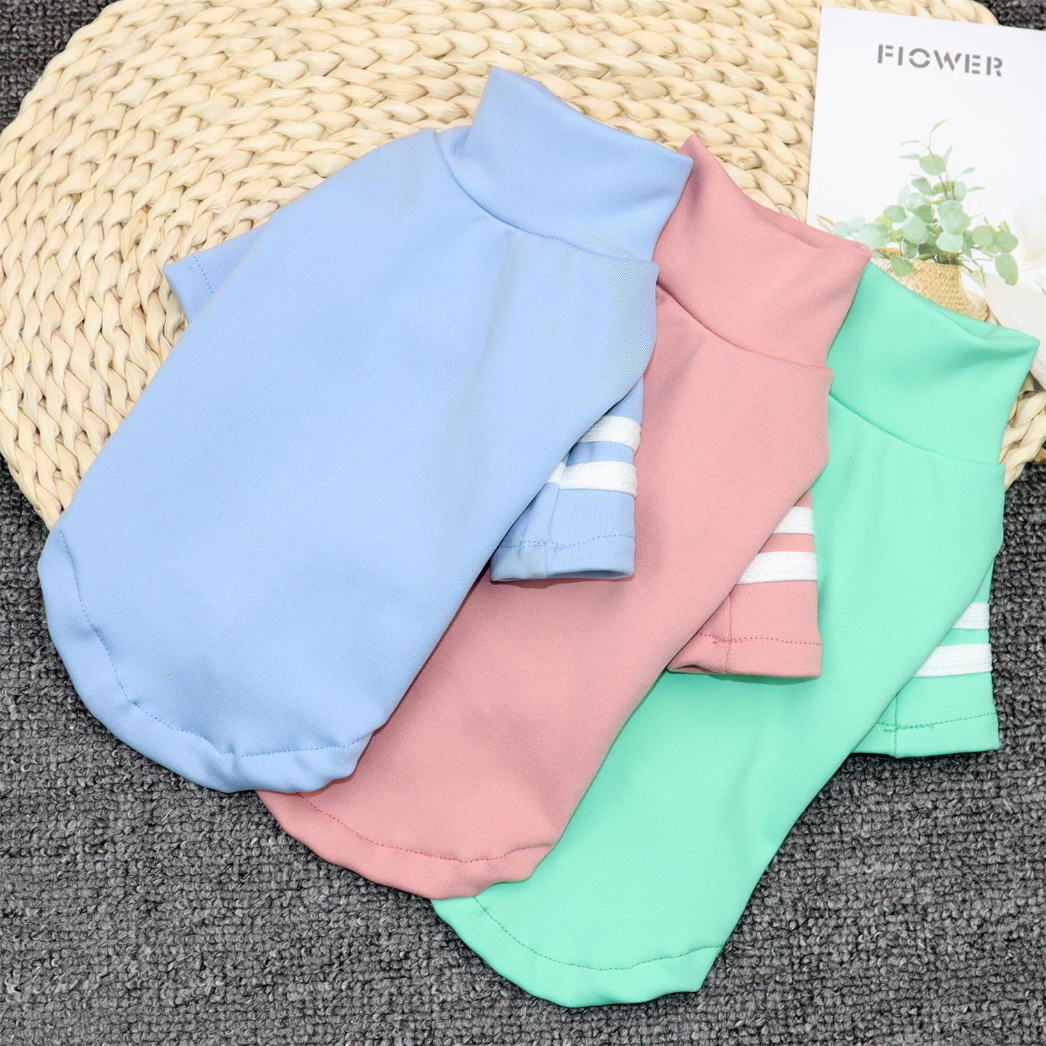 KFX-3867453 Casual Spring Pet Bottoming Shirt in Pink, Blue, and Green - Cotton, Various Sizes Available