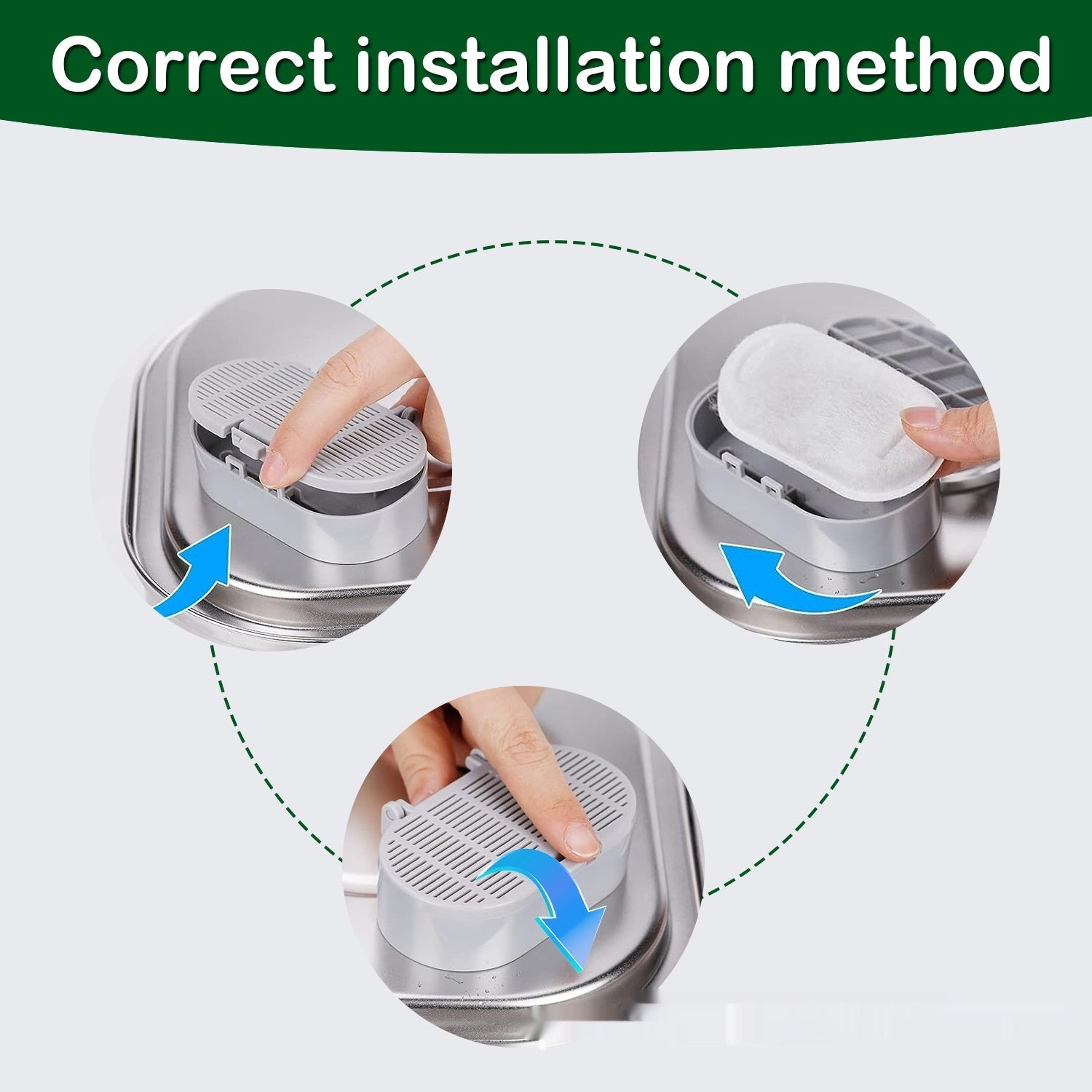 KFX-3867709 Non-Woven Fabric Pet Water Dispenser Filter Element, Stainless Steel Compatible with Various Models