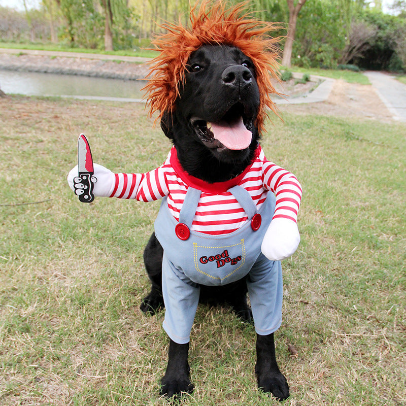 KFX-3871805 Adjustable Funny Halloween Dog Costume with Wig and Accessory for Parties