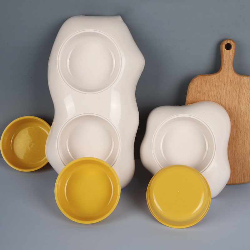 KFX-3873597 Creative Pet Egg Yolk Bowl - Single & Double Options for Your Furry Friend