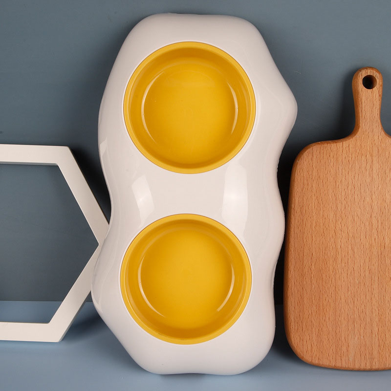 KFX-3873597 Creative Pet Egg Yolk Bowl - Single & Double Options for Your Furry Friend