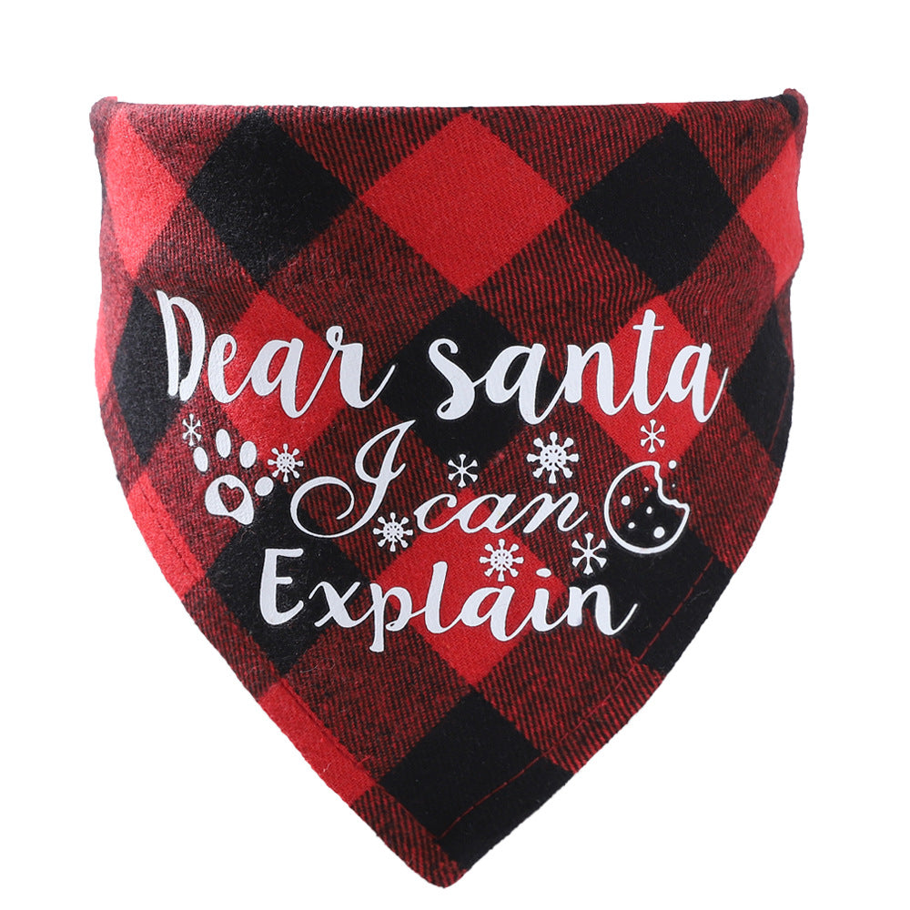 KFX-3875005 Plaid Dog Triangle Bandana Towel for Winter – Cotton Material, Available in Multiple Color Options