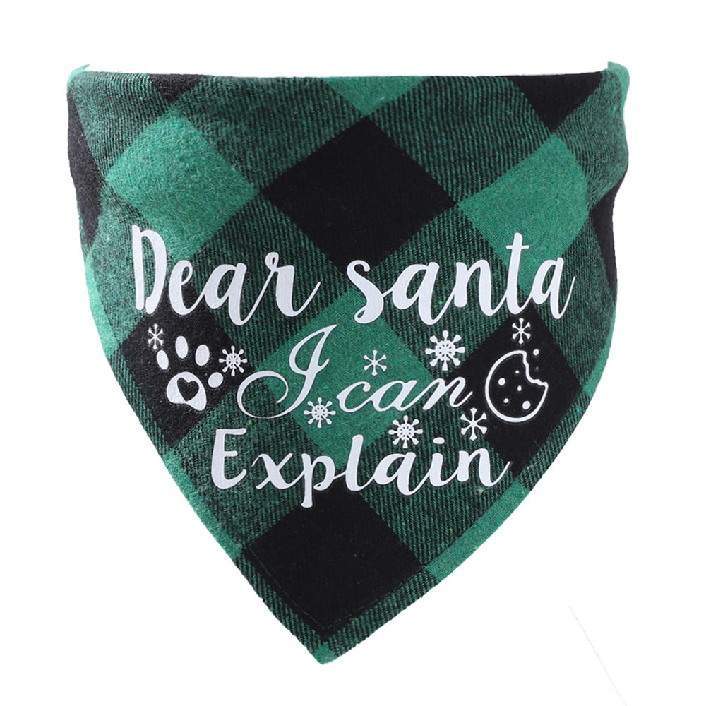 KFX-3875005 Plaid Dog Triangle Bandana Towel for Winter – Cotton Material, Available in Multiple Color Options