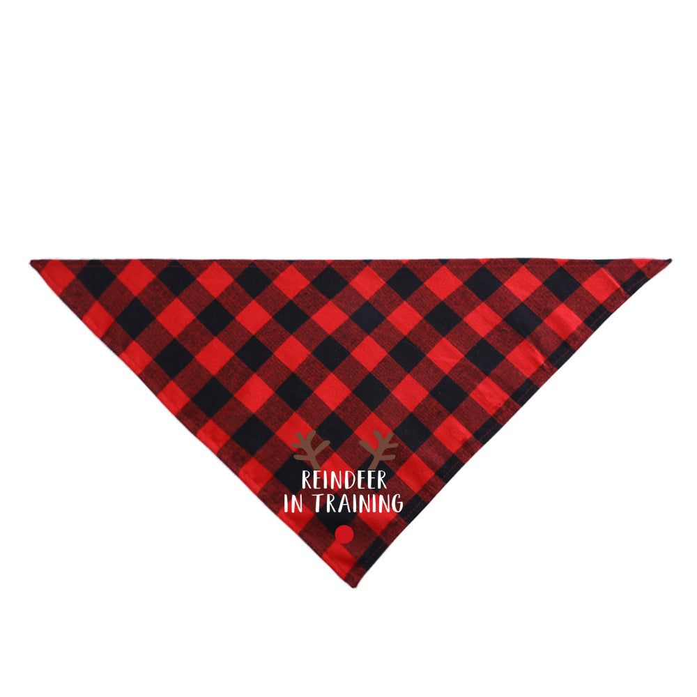 KFX-3875005 Plaid Dog Triangle Bandana Towel for Winter – Cotton Material, Available in Multiple Color Options