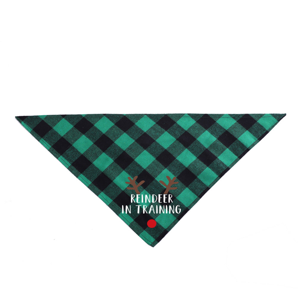 KFX-3875005 Plaid Dog Triangle Bandana Towel for Winter – Cotton Material, Available in Multiple Color Options