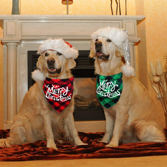 KFX-3875005 Plaid Dog Triangle Bandana Towel for Winter – Cotton Material, Available in Multiple Color Options