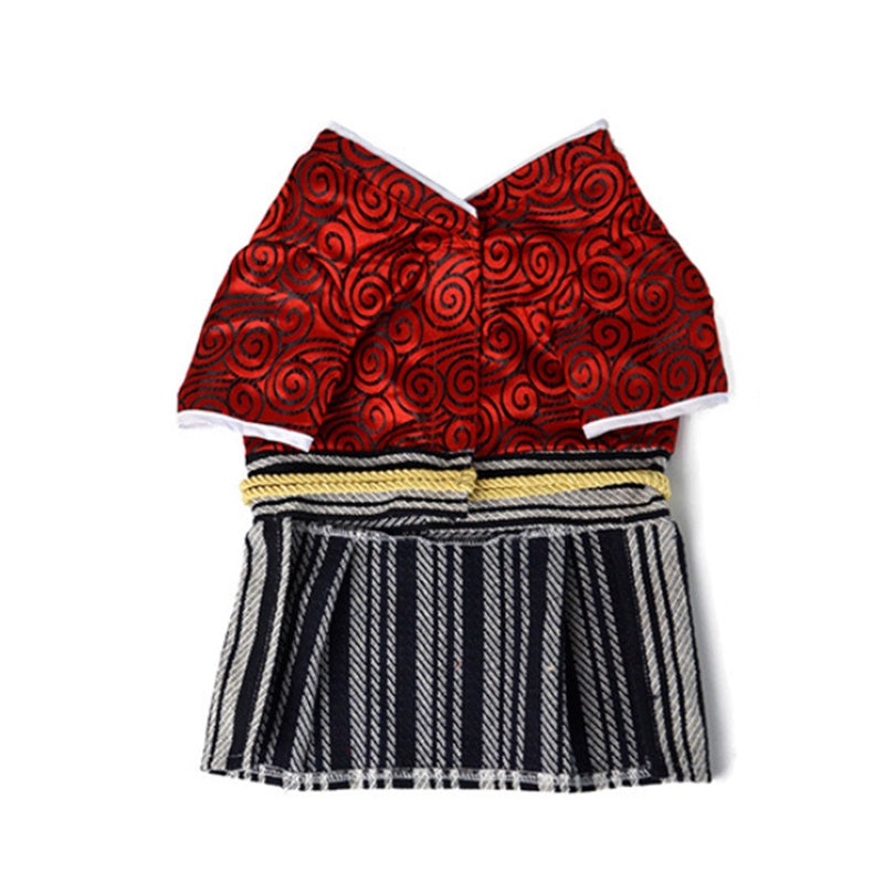 KFX-3875773 Samurai Style Pet Dog Clothes in Red and Black - Sizes S to XL Available