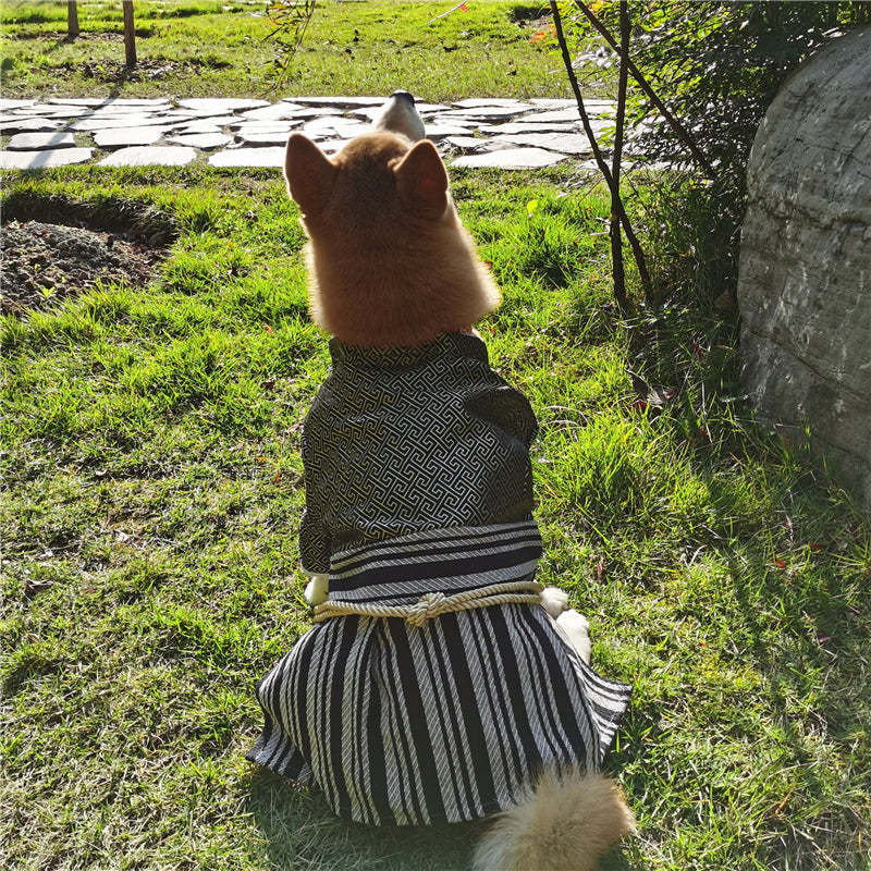KFX-3875773 Samurai Style Pet Dog Clothes in Red and Black - Sizes S to XL Available
