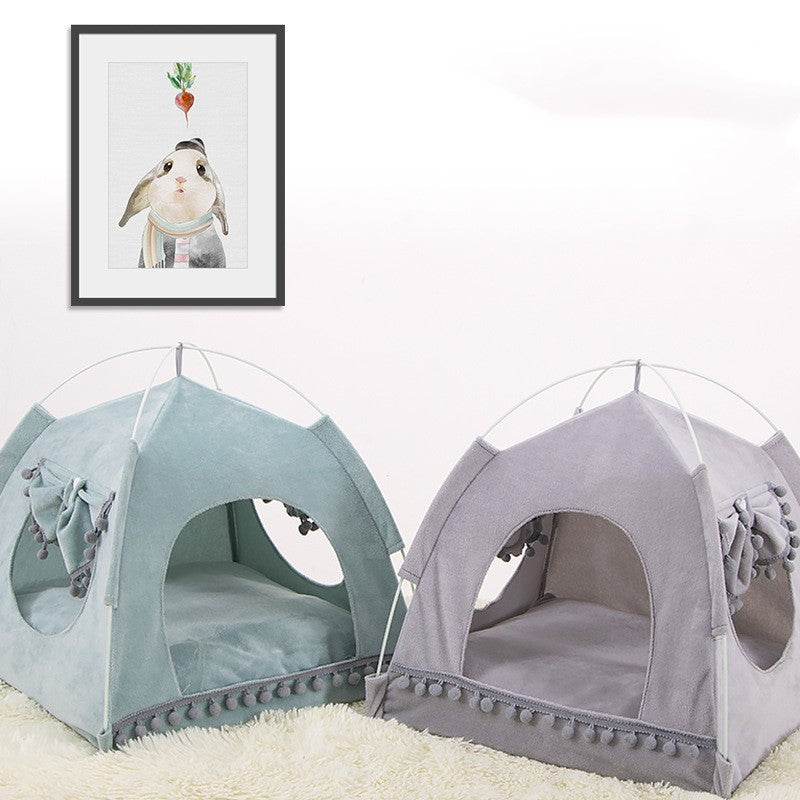 KFX-3877437 Cozy Bite-Resistant Flannel Nest House for Small Pets