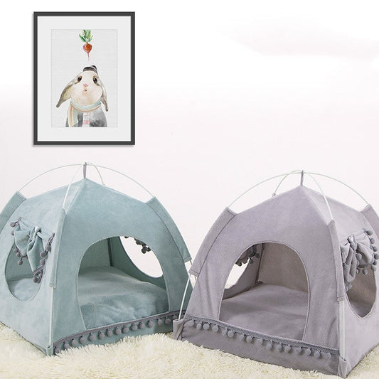 KFX-3877437 Cozy Bite-Resistant Flannel Nest House for Small Pets