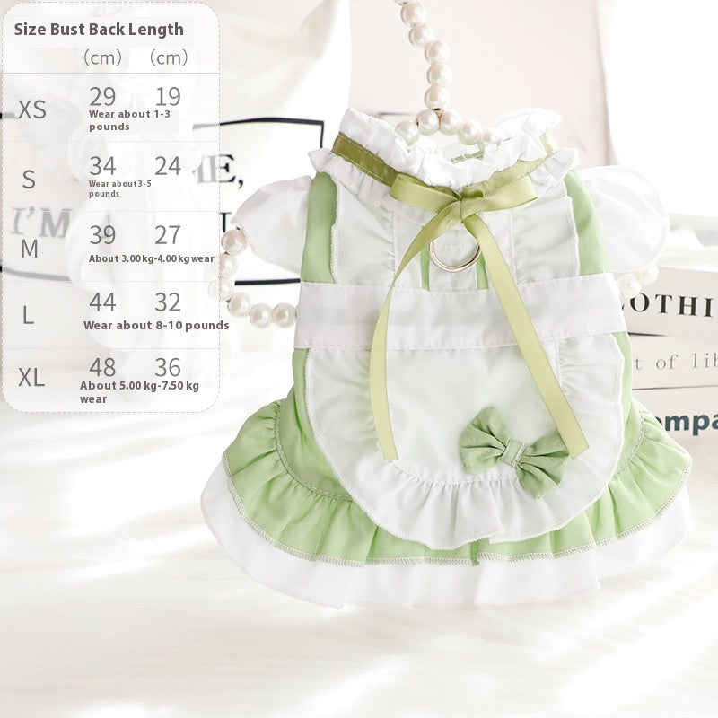 KFX-3877949 Cotton Princess Skirt for Small Dogs and Cats in Black and Green