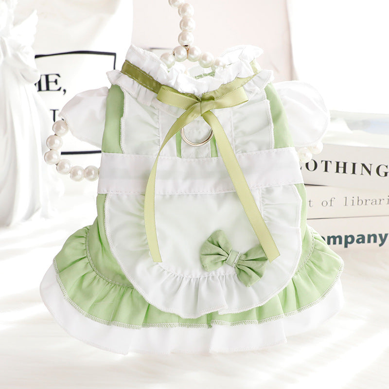 KFX-3877949 Cotton Princess Skirt for Small Dogs and Cats in Black and Green