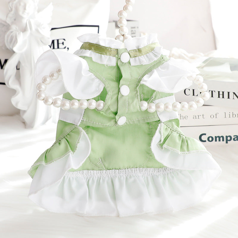 KFX-3877949 Cotton Princess Skirt for Small Dogs and Cats in Black and Green