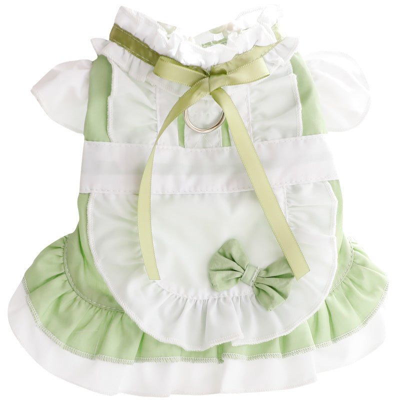 KFX-3877949 Cotton Princess Skirt for Small Dogs and Cats in Black and Green
