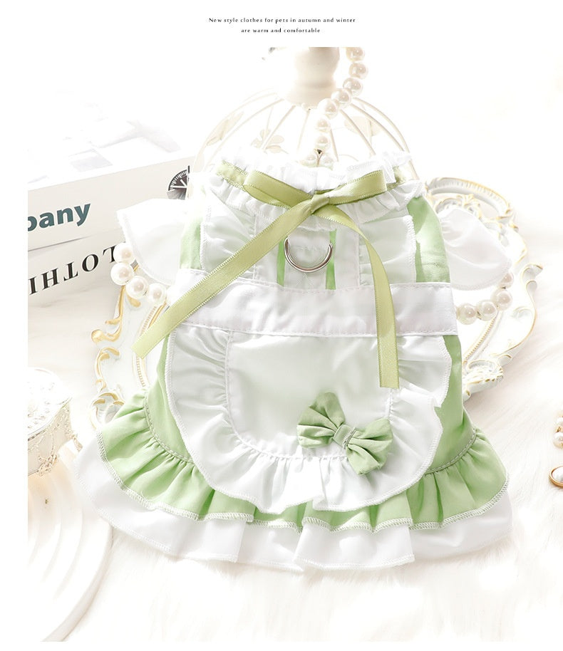 KFX-3877949 Cotton Princess Skirt for Small Dogs and Cats in Black and Green