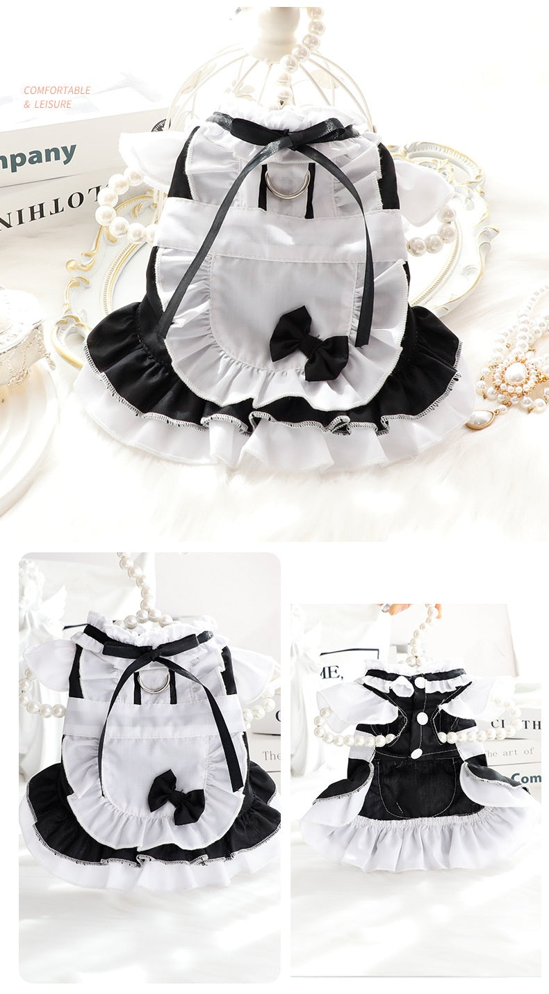 KFX-3877949 Cotton Princess Skirt for Small Dogs and Cats in Black and Green