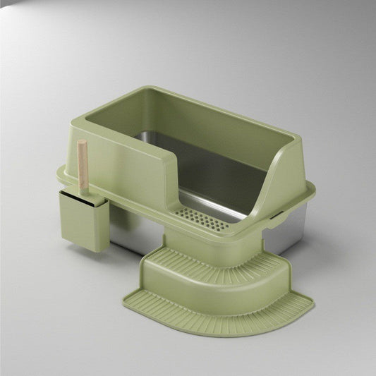 KFX-3878845 Oversized Semi-Closed Stainless Steel Cat Litter Box in Multiple Colors