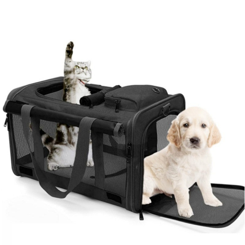 KFX-3879613 Portable Pet Shoulder Crossbody Handbag for Dogs and Cats - Fashion Minimalist, Breathable Oxford Material, Available in Blue, Pink, Gray, Black