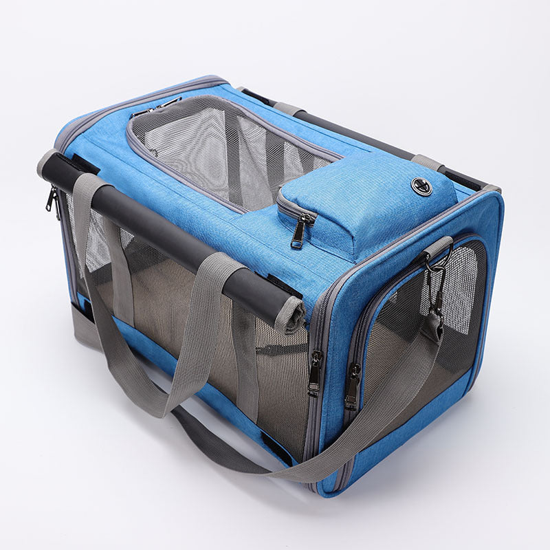 KFX-3879613 Portable Pet Shoulder Crossbody Handbag for Dogs and Cats - Fashion Minimalist, Breathable Oxford Material, Available in Blue, Pink, Gray, Black