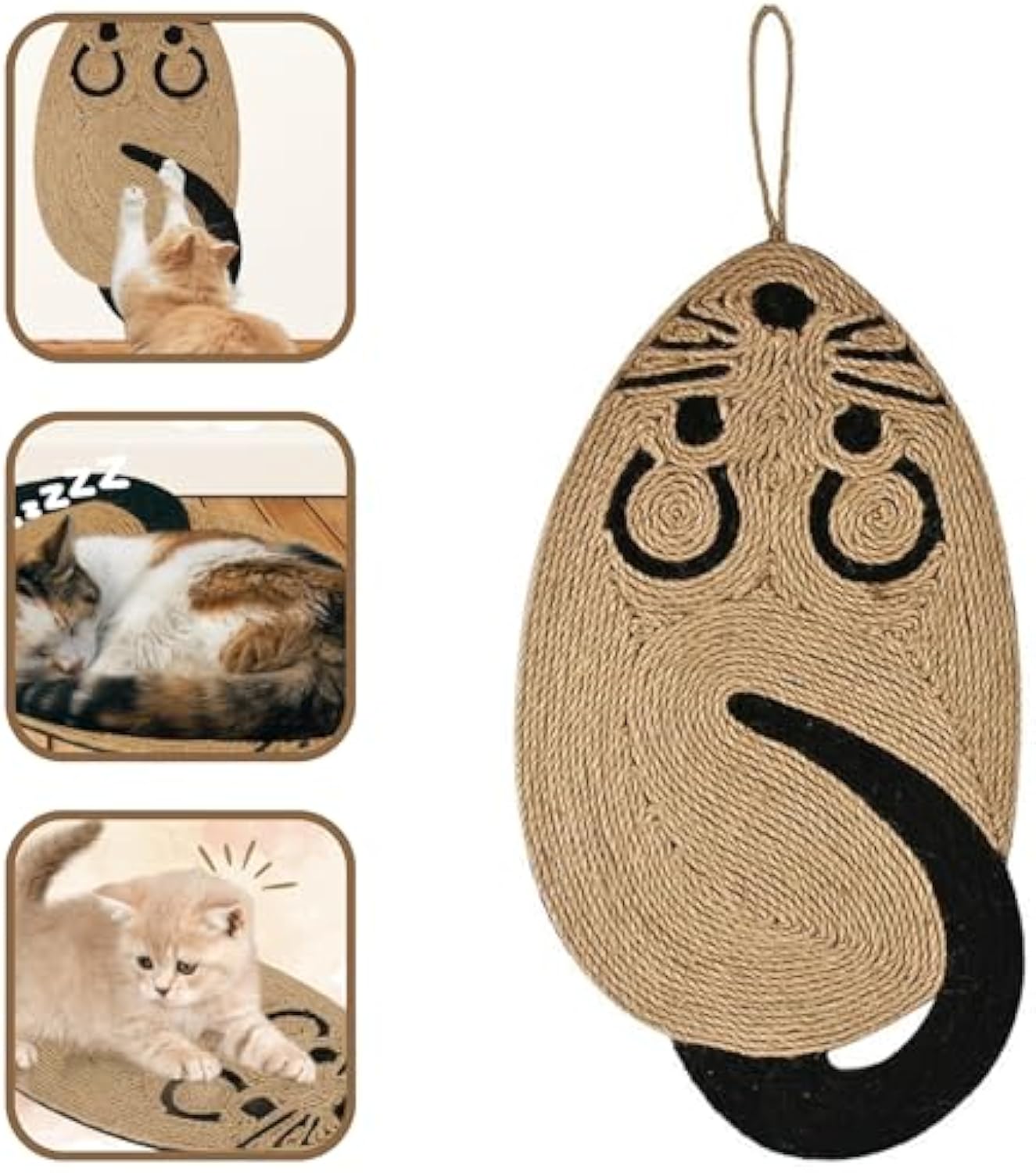 KFX-3880637 Durable Mouse-Shaped Cat Scratch Pad Made of Sisal and EVA for Indoor Use