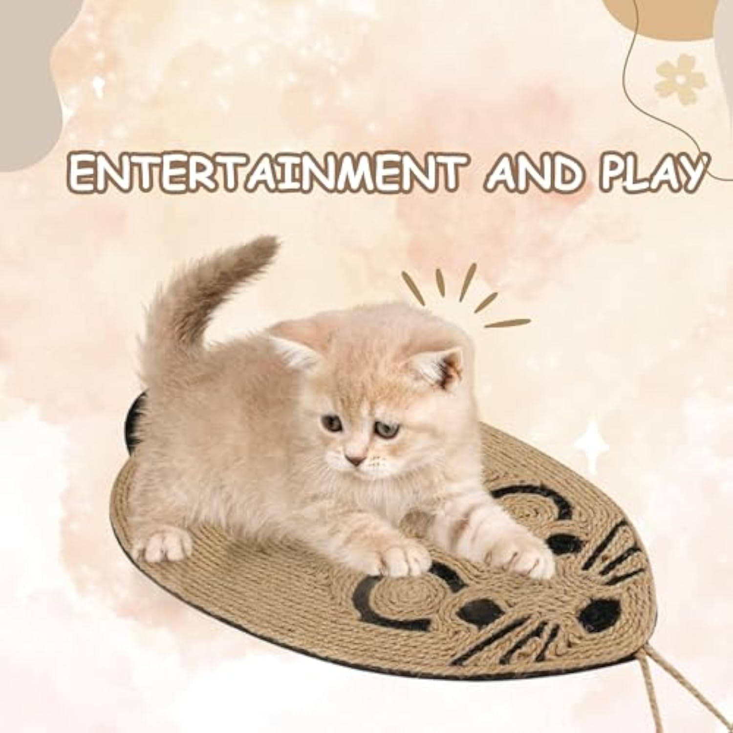 KFX-3880637 Durable Mouse-Shaped Cat Scratch Pad Made of Sisal and EVA for Indoor Use