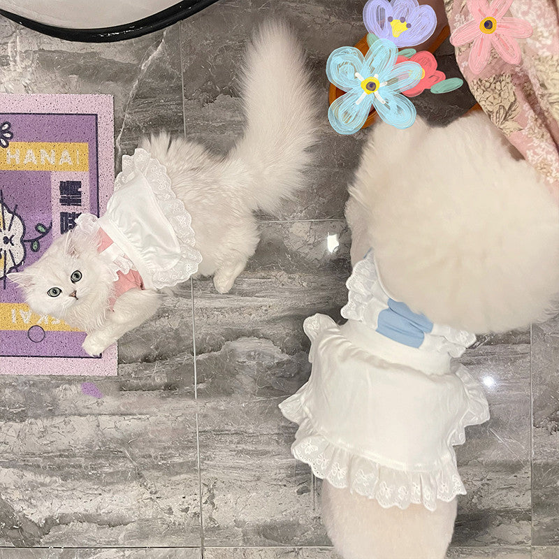 KFX-3881533 Small Pet Lace Dress for Cats and Dogs - Blue & Pink Options Available