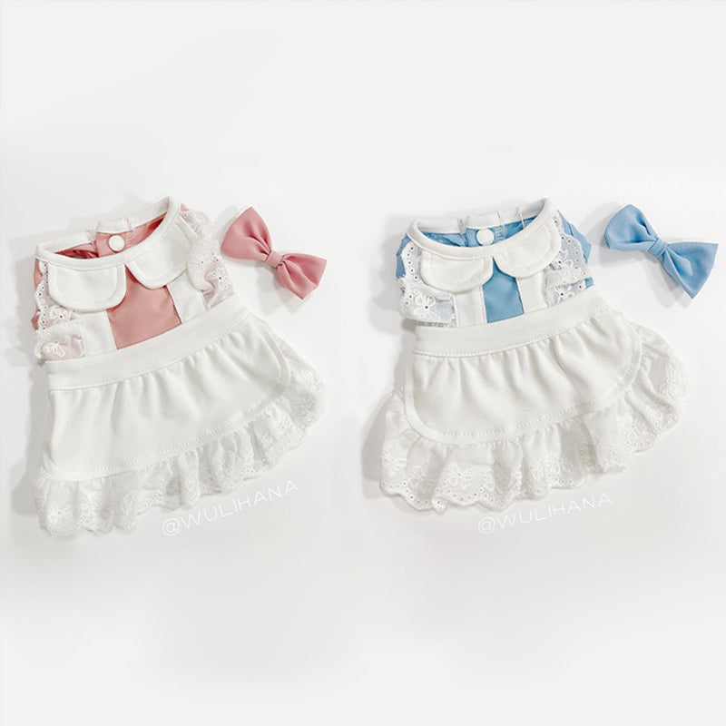 KFX-3881533 Small Pet Lace Dress for Cats and Dogs - Blue & Pink Options Available
