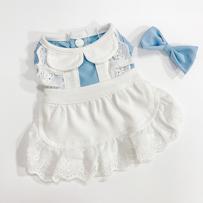 KFX-3881533 Small Pet Lace Dress for Cats and Dogs - Blue & Pink Options Available