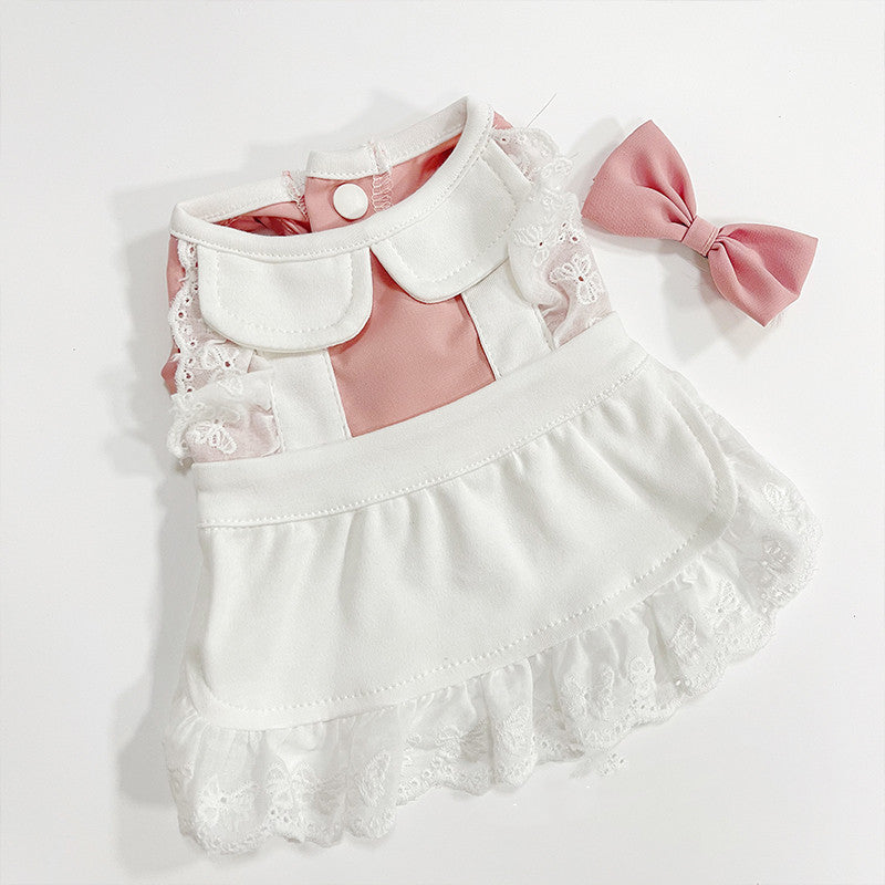 KFX-3881533 Small Pet Lace Dress for Cats and Dogs - Blue & Pink Options Available