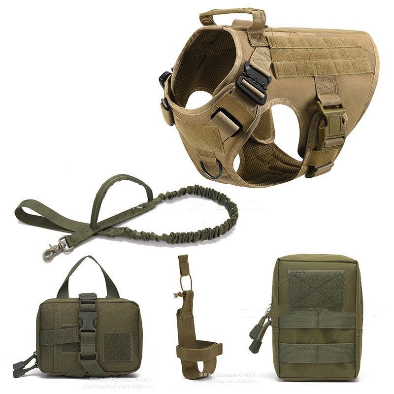 KFX-3882429 Adjustable Dog Training Harness and Lead Rope with Fanny Pack Storage and Water Cup Cover