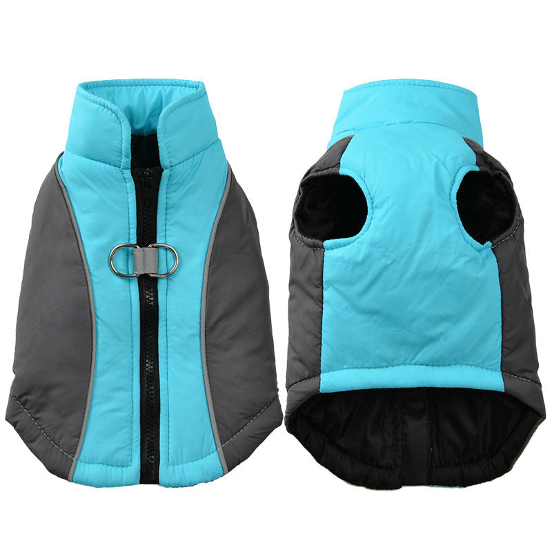 KFX-3882813 Reflective Pet Coat for Autumn and Winter - Thickened Warm Contrast Color Shell