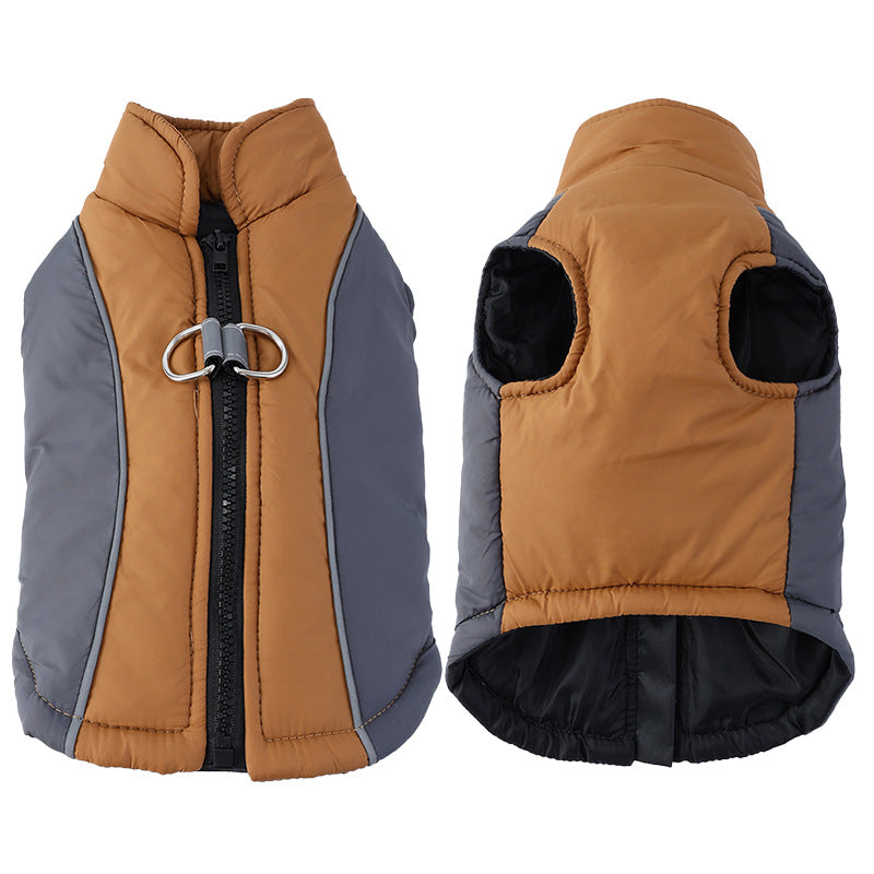 KFX-3882813 Reflective Pet Coat for Autumn and Winter - Thickened Warm Contrast Color Shell