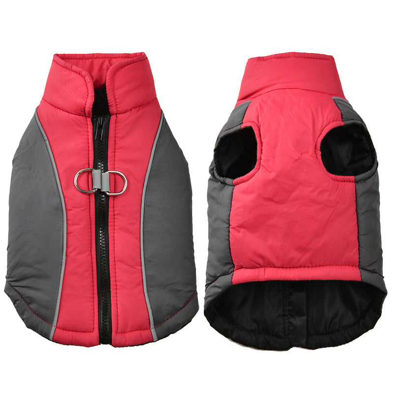 KFX-3882813 Reflective Pet Coat for Autumn and Winter - Thickened Warm Contrast Color Shell