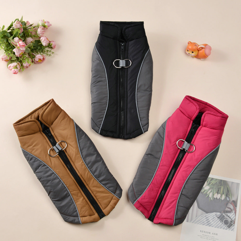 KFX-3882813 Reflective Pet Coat for Autumn and Winter - Thickened Warm Contrast Color Shell