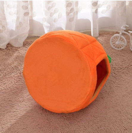 KFX-3883197 Cozy Cloth Pet Bed with Anti-Slip Options in Vibrant Orange and Fruit Designs