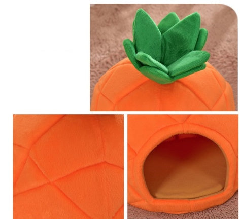 KFX-3883197 Cozy Cloth Pet Bed with Anti-Slip Options in Vibrant Orange and Fruit Designs